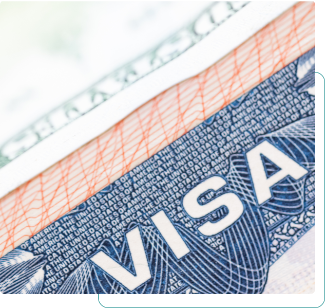 Close-up of a U.S. visa document.